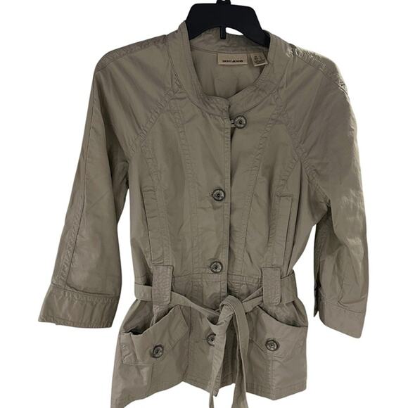 Dkny Jackets & Blazers - DKNY JEANS Women's Casual Button Khaki Tie Jacket 3/4 Sleeve - Large